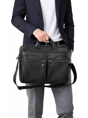 Derise Club Erkek Siyah Renk Dosya Çantası Omuz Askılı 15,6 inç Laptop Ve Evrak Çantası