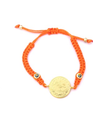 Ferizz Altın Kaplama 2.5luk Reşatlı Turuncu Ipli Bileklik BLK-1246
