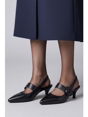 Albini Kısa Topuklu Gerçek Deri Kadın Ayakkabı 25106455Y