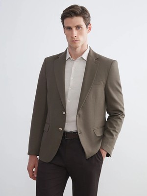 LC Waikiki Haki Dar Kalıp Erkek Blazer Ceket