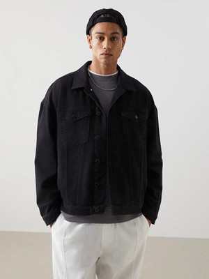 LC Waikiki Siyah Rahat Kalıp Erkek Jean Ceket