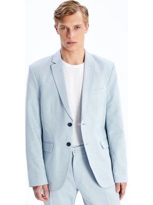 LC Waikiki Mavi Standart Kalıp Keten Karışımlı Erkek Blazer Ceket