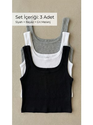 Underwear Bodyway 3'lü Fitilli Yarım Atlet & Crop Büstiyer Seti – Pamuklu, Esnek, Günlük Basic Paket