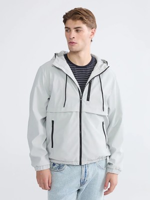 LC Waikiki Gri Standart Kalıp Erkek Yağmurluk