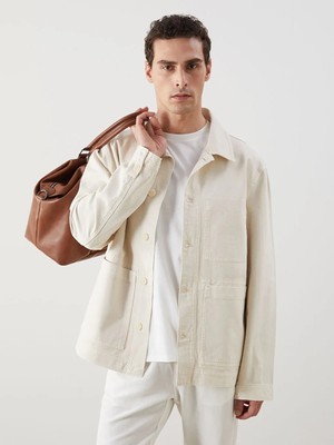 LC Waikiki Ekru Rahat Kalıp Erkek Jean Ceket