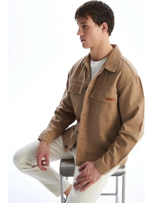 LC Waikiki Kahverengi Rahat Kalıp Erkek Jean Ceket