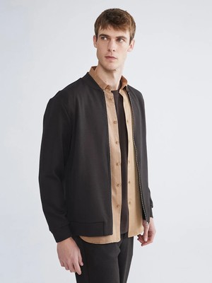 LC Waikiki Kahverengi Standart Kalıp Uzun Kollu Erkek Kolej Ceket