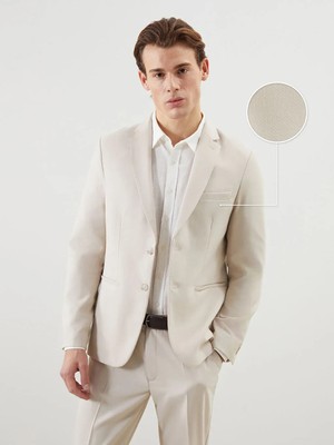 LC Waikiki Bej Dar Kalıp Erkek Blazer Ceket