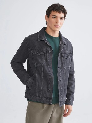 LC Waikiki Gri Standart Kalıp Erkek Jean Ceket