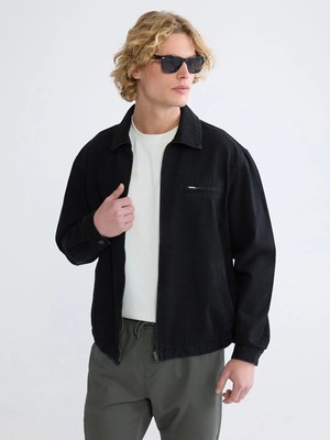 LC Waikiki Siyah Rahat Kalıp Erkek Jean Ceket