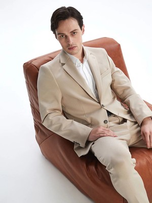 LC Waikiki Bej Dar Kalıp Erkek Blazer Ceket