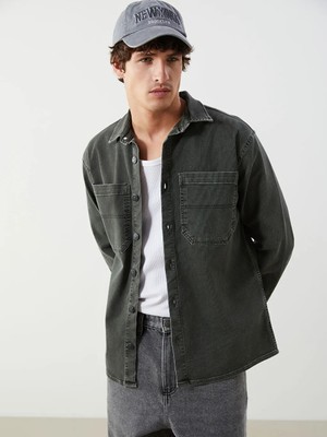 LC Waikiki Haki Standart Kalıp Erkek Jean Ceket