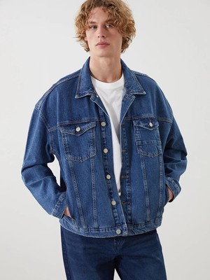 LC Waikiki Indigo Rahat Kalıp Erkek Jean Ceket