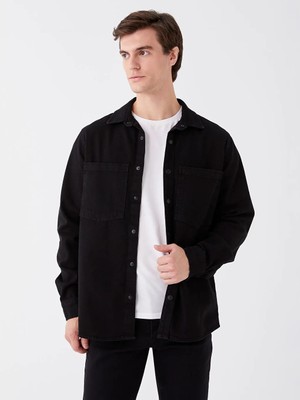 LC Waikiki Siyah Standart Kalıp Erkek Jean Ceket