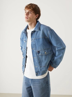 LC Waikiki Indigo Rahat Kalıp Erkek Jean Ceket