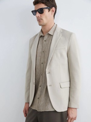 LC Waikiki Bej Dar Kalıp Erkek Blazer Ceket