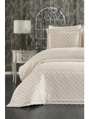 Danteel Home Daisy  Püsküllü Yatak Örtüsü (Krem)