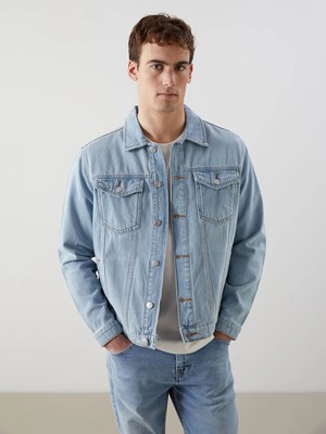 LC Waikiki Indigo Standart Kalıp Erkek Jean Ceket