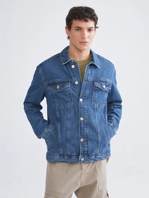 LC Waikiki Indigo Standart Kalıp Erkek Jean Ceket