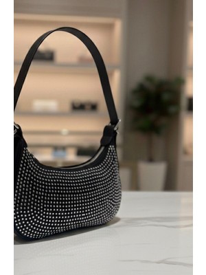 Addy Siyah Baget Taşlı Omuz ve El Çantası