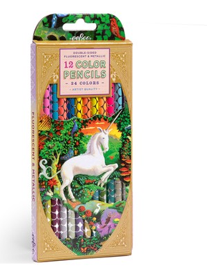 Eeboo   Eeboo Çift Uçlu 24 Renk Kuru Boya Kalemi - Unicorn Garden