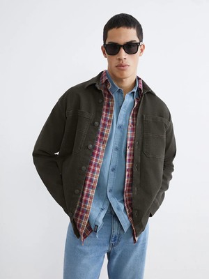 LC Waikiki Haki Rahat Kalıp Erkek Jean Ceket