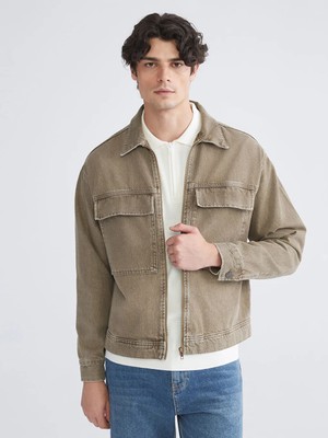 LC Waikiki Haki Rahat Kalıp Erkek Jean Ceket