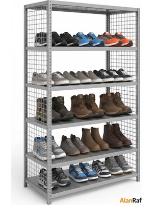 Alanraf Çelik Raf 6 Katlı Ayakkabılık Rafı 43X75X200 Dekoratif Raf, Depo Rafı, Arşiv Rafı, Kiler Rafı