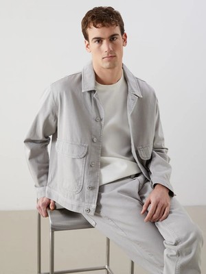 LC Waikiki Gri Rahat Kalıp Erkek Jean Ceket