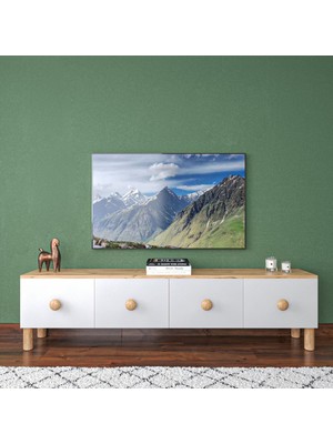 Aymobsan Lavin Bohem Tv Ünitesi 4 Kapaklı Tv Ünitesi - Atlantik Çam & Beyaz