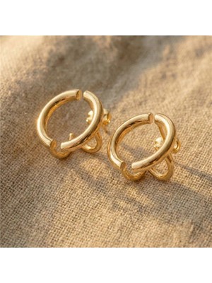 Zeino Yarım Halka Açık Daire Küpe 14K Altın Rengi Kaplama, 1,3 cm Çap