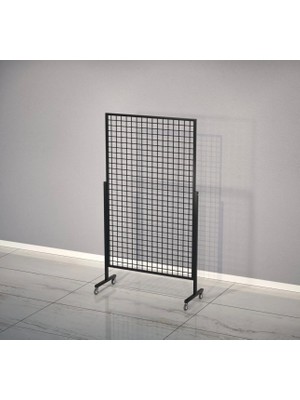 MD Vitrin Dekorasyon Md Vitrin Dekorasypn Ayaklı Tekerlekli Tel Pano, Sk Telli Aksesuar Panosu 90*150 Siyah