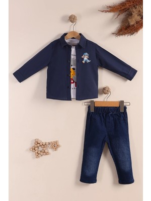 Beboys Erkek Çocuk 3'lü Bayramlık Takım, Kot Pantolonlu Şık Kombin (1-2-3 Yaş)