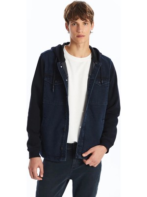 LC Waikiki Indigo Standart Kalıp Kapüşonlu Erkek Jean Ceket