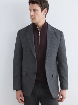 LC Waikiki SOUTHBLUE Antrasit Erkek Blazer Ceket Standart Kalıp Şık Tasarım ve Uzun Kollu Özellik
