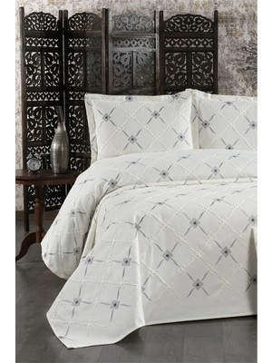 Danteel Home Dolce Nakışlı Şönil 3 Parça Çift Kişilik Yatak Örtüsü Krem