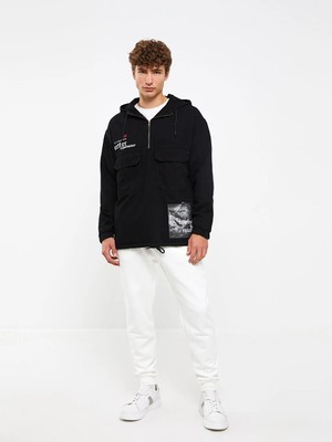 LC Waikiki Siyah Rahat Kalıp Kapüşonlu Erkek Jean Ceket