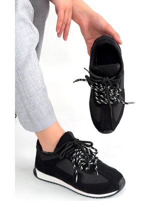 Zerenyus Jeat Lux Siyah Nubuk Bağcıklı Kadın Sneaker