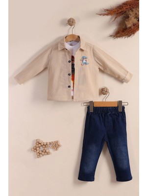 Beboys Erkek Çocuk 3'lü Bayramlık Takım, Kot Pantolonlu Şık Kombin (1-2-3 Yaş)