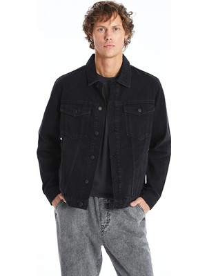 LC Waikiki Siyah Standart Kalıp Erkek Jean Ceket