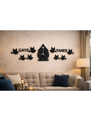 Salon Için Kuş Temalı Duvar Saati Kişiye Özel 40 Cmdir NO19