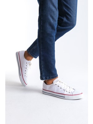 Joy Ayakkabı JY0422 Luke Bağcıklı Keten Kumaş Erkek Günlük Sneaker Ayakkabı Kbt - Beyaz