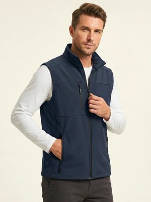Genius Store Erkek Yelek Softshell Su Geçirmez Tam Fermuarlı Cepli Normal Kalıp Spor Yelek