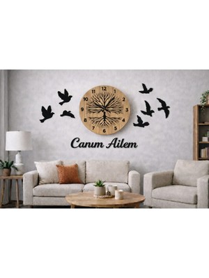 Duvar Saati 40 cm Kuşlar 8 Adettir Kişiye Özel NO93