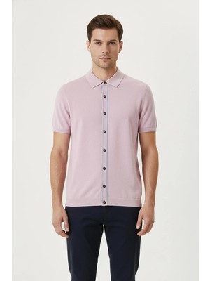 Sabri Özel Giotelli Gül Kurusu Slim Fit Triko Düğmeli Polo Yaka Erkek Gömlek