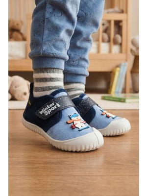 Gezer Erkek Çocuk Kışlık PVC Rahat Taban Tek Cırt Cırtlı Ayarlanabilir Kemer Ev Okul Kreş Panduf Ayakkabı