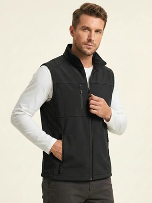 Genius Store Erkek Yelek Softshell Su Geçirmez Tam Fermuarlı Cepli Normal Kalıp Spor Yelek