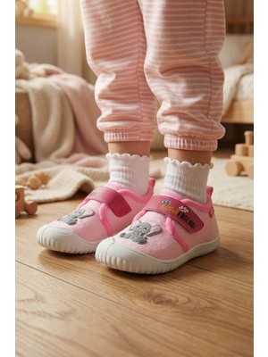 Gezer Kız Çocuk Kışlık Tek Cırt Cırtlı Ayarlanabilir Rahat Taban Ev, Bahçe, Okul, Kreş Panduf Ayakkabı