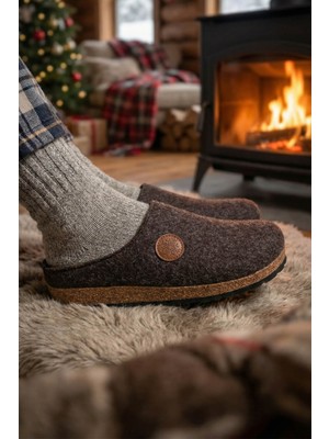 Gezer Kışlık Mantar Taban Ev Bahçe Rahat Taban Erkek Terlik