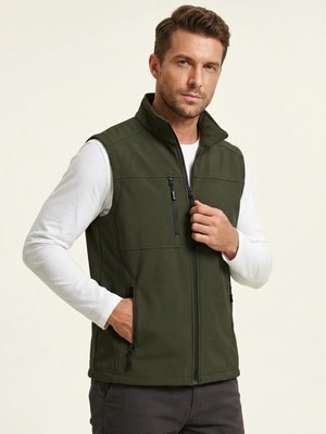 Genius Store Erkek Yelek Softshell Su Geçirmez Tam Fermuarlı Cepli Normal Kalıp Spor Yelek